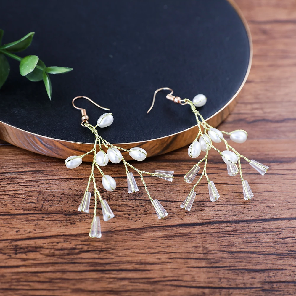 Ручной работы цветок имитация жемчуга Хрустальная Свадебная повязка на голову с