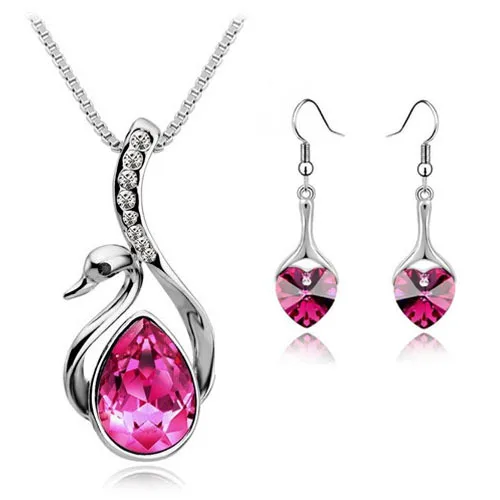 Весна 2014 оптовая продажа хрустальные Модные Ювелирные наборы Лебедь Подвески