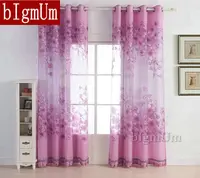 Custom-made  Floral Tulle  Luxury Sheer Curtain Finished  Burnt-out Screens Window Treatment For Girl's Room with Beads