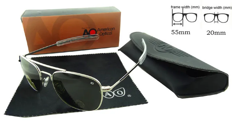 

Military Sunglasses Air Force fashionable sunglasses for men brand designer with case and cloth glass AO55