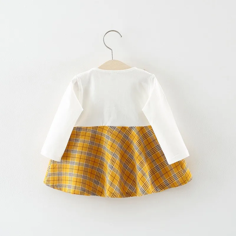 Toddler Kids Baby Girls Long Sleeve Bow Plaid Party Princess Dress Fake two pieces Clothes Cute Dresses | Детская одежда и обувь