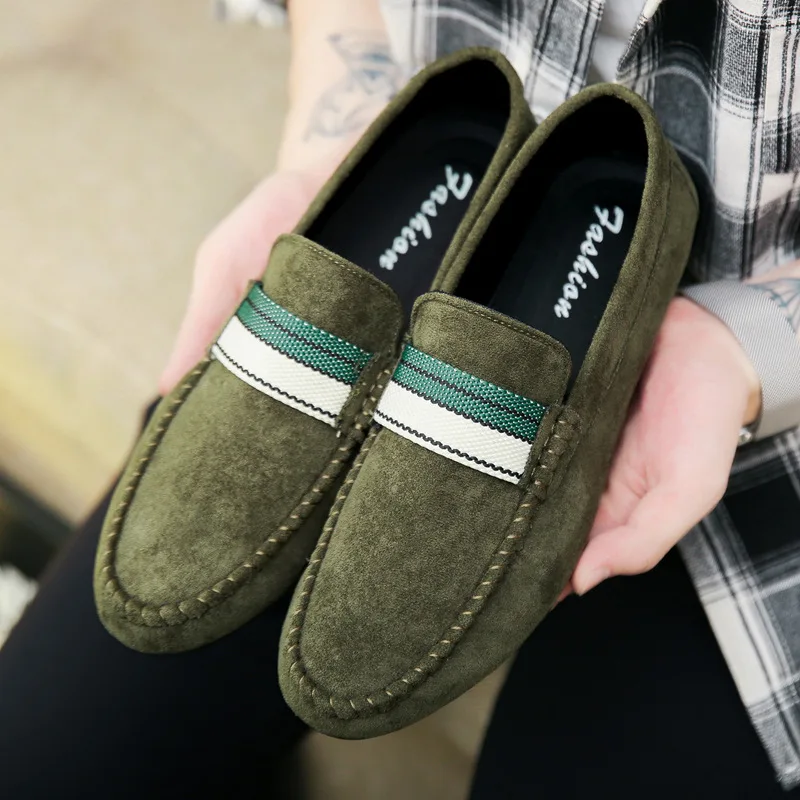 2018 autumn new peas shoes men's Korean version of a pedal frosted suede bean lazy casual fashion walking | Спорт и развлечения