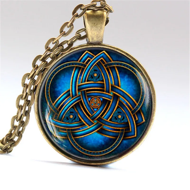 Ожерелье с синими треугольниками мужские ювелирные изделия символ Троицы