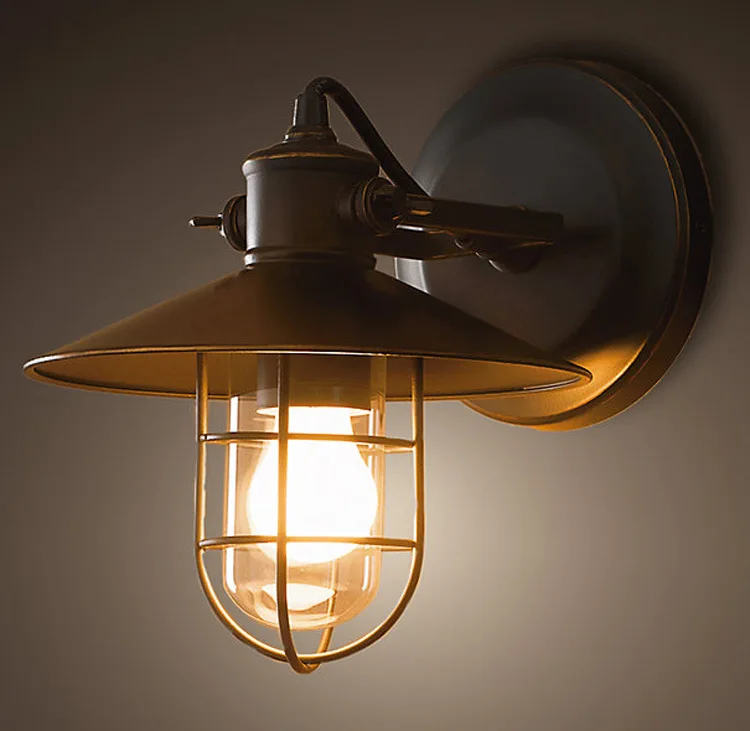

Vintage Industrial Wall Lamp Light Iron Wall Sconces Lighting for Bedroom Kitchen Corridor Flute Retro Style Bedside Lamp