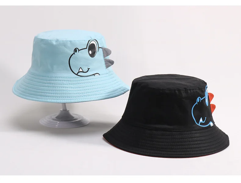 Dinosaur Baby Hat Cotton Double-sided Bucket Hat Baby Spring Autumn Cap Kids Hats Toddler Baby Accessories 1PC