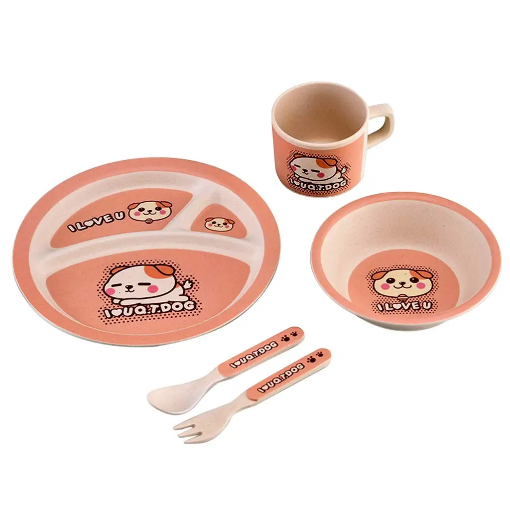 5 шт. Бамбуковая посуда детский набор посуды миска для еды тарелка чашка вилка