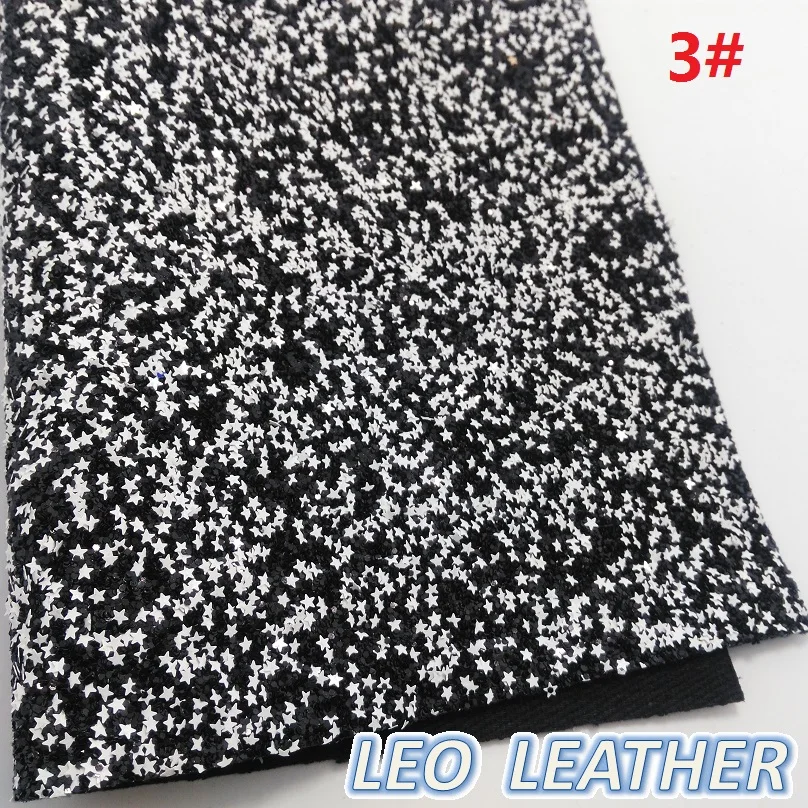 1PCS 21X29CM Synthetic Leather Chunky Glitter Fabric with stars For DIY Accessories 8S19A | Дом и сад
