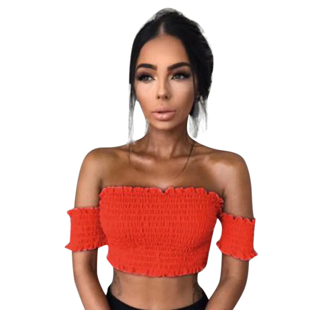 Красный SAGACE, женские эластичные Топы без бретелек, бандо, топы, однотонный бюстгальтер, женское нижнее белье, топы, рубашки, женские рубашки - Цвет: Красный