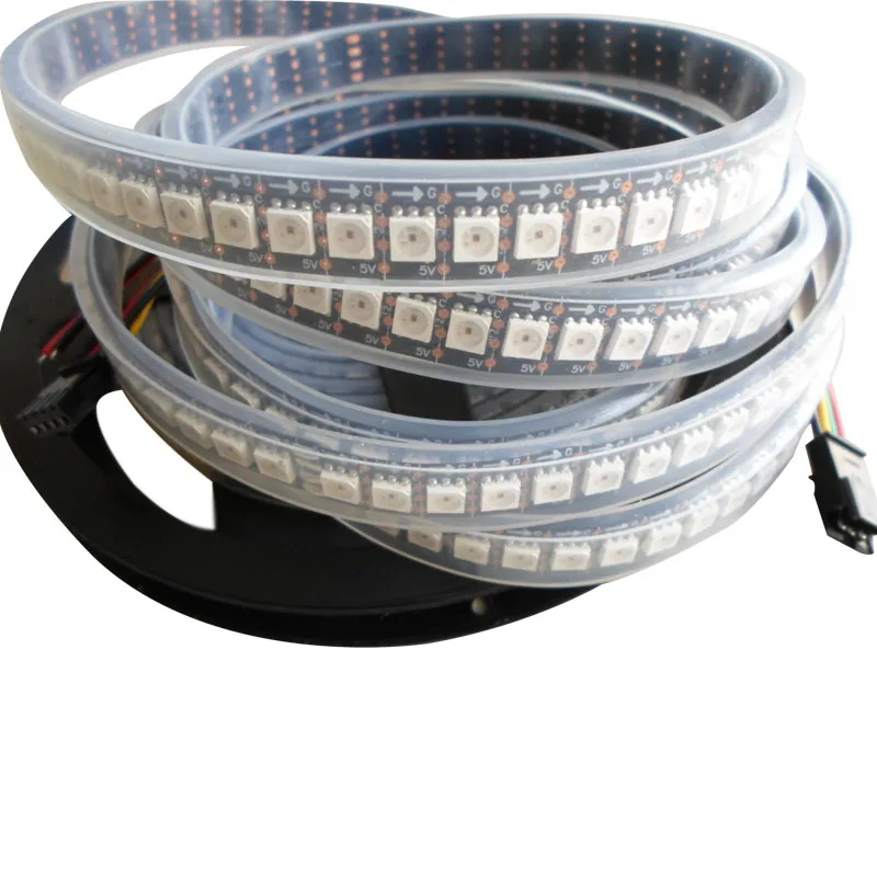 Фото 5mX SK9822 5050SMD RGB Цифровая гибкая светодиодная лента DC5V Вход 30/32/48/60/72/144LED/м ЧЕРНАЯ печатная плата №2