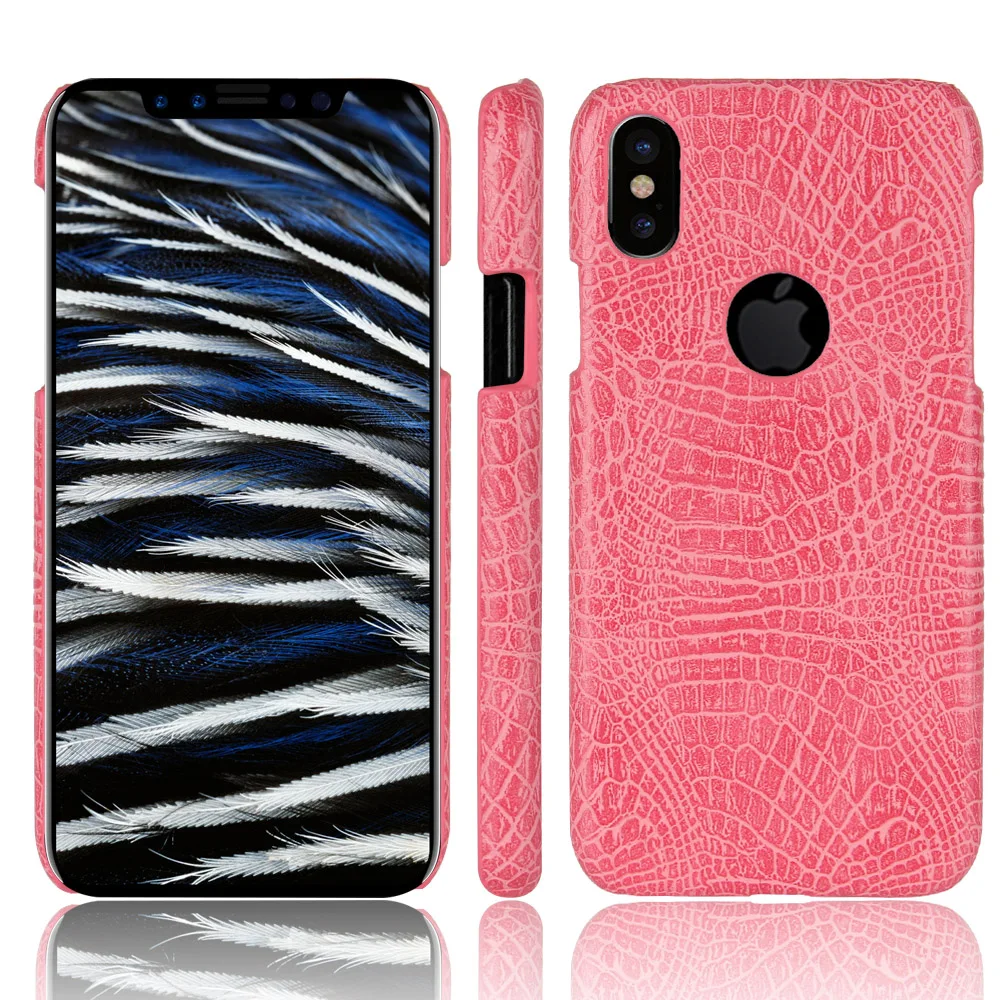 Роскошный чехол из кожи с текстурой крокодила и змеиной кожи для телефона Apple iPhone X.