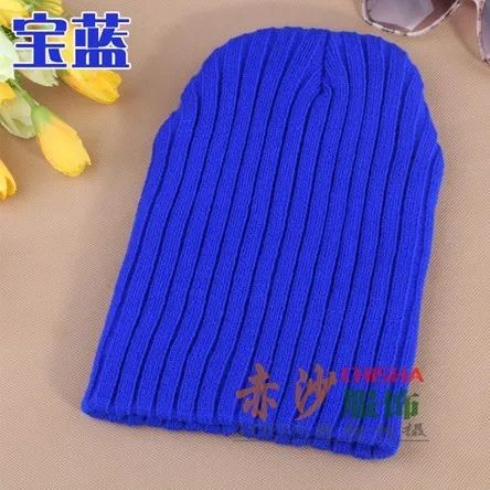 royal blue Модная трикотажная шляпа мужская осенняя и зимняя вязаная шапка beckham модная мужская зимняя шапка модная шапка унисекс - Цвет: royal blue
