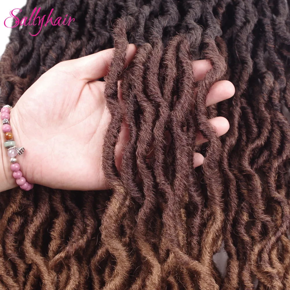Sallyhair вязанные косички для наращивания волос 24 пряди/упаковка Faux locs Curly Ombre синтетические плетеные волосы 18 дюймов