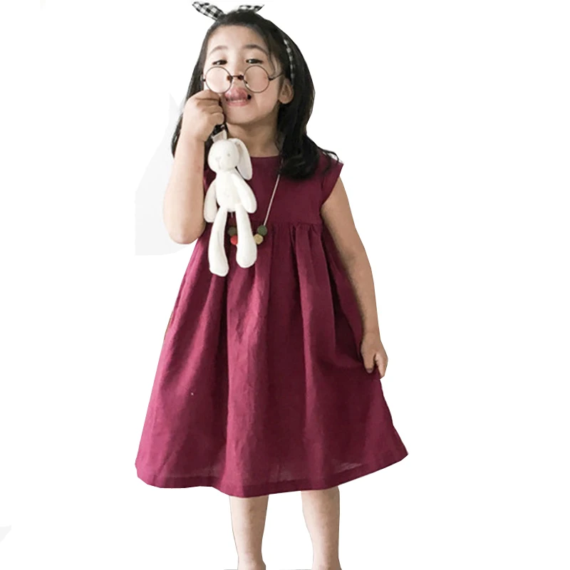 Baby Girls Dress Summer Toddler Kids Linen Cotton Casual Dresses Party Princess Vestido Children Clothing Korean Girl Costume | Детская