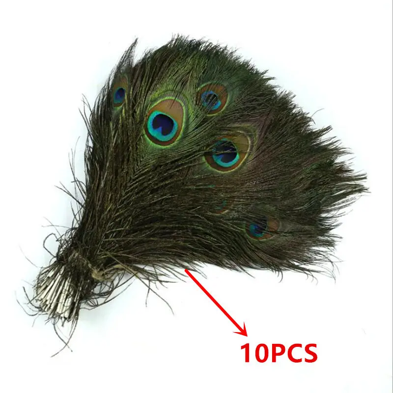 10pcs peacock plumes Высокое качество 10 шт. натуральный павлин меч перо 25-35 см Diy Перья для рукоделия Декор Свадьба гостиная украшенный цветок ваза - Цвет: 10pcs peacock plumes