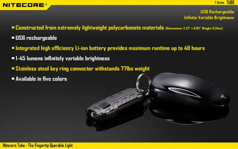 NITECORE трубки Водонепроницаемость Портативный крошечные вспышки светильник USB