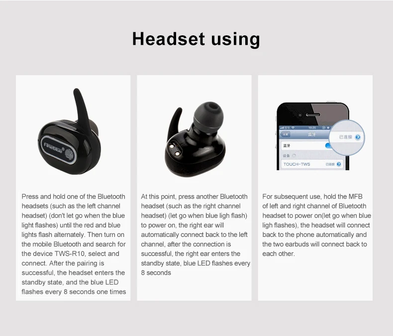 Fineblue R10 TWS отпечатков пальцев сенсорные Bluetooth наушники, HD стерео беспроводные наушники, шумоподавление игровая гарнитура Мода
