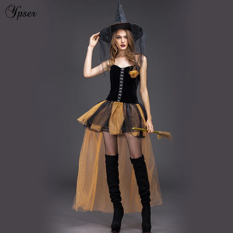 Фото Ypser женский костюм ведьмы на Хэллоуин Сетчатое праздничное платье Маскарад с