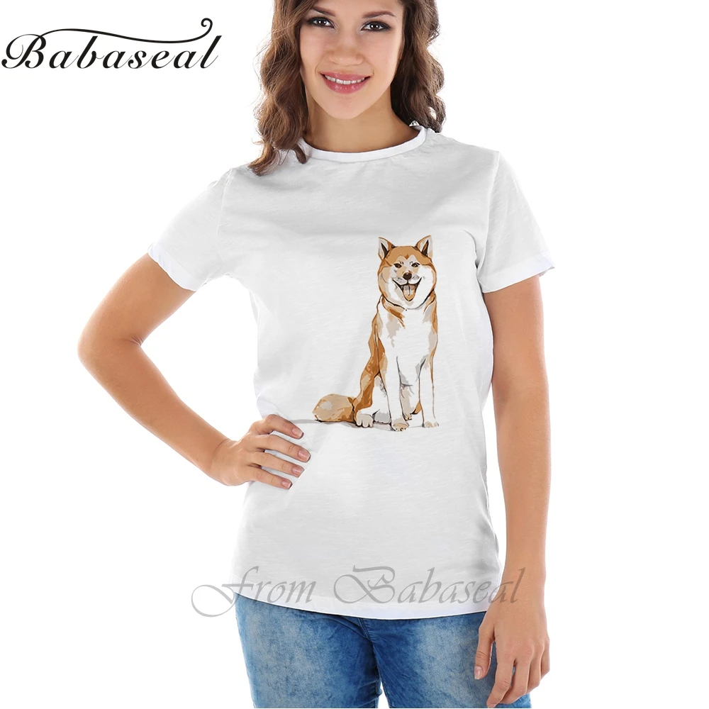 Babaseal модный принт Винтаж собака породы Акита футболка в Корейском стиле с