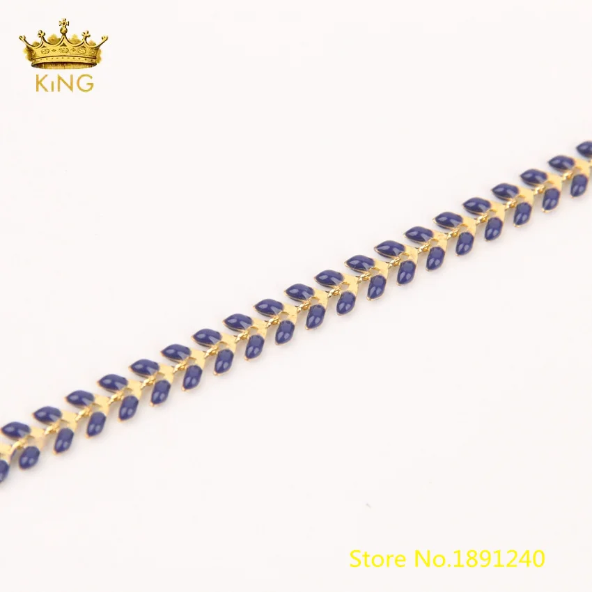 Purple Color 5meters Enamel Beaded Chains Findings,Enamel Chevron Chains,Fishbone Fishtail Chain,Flat Arrow Charms Rosary Necklace Bulk HX220 - Color: Purple Color