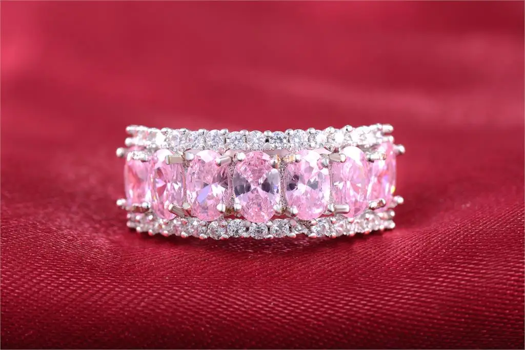 Фото Высокое качество, полный королевского синего, розового CZ Crystal, женское обручальное кольцо, женские ювелирные изделия, обручальное кольцо оптом №2