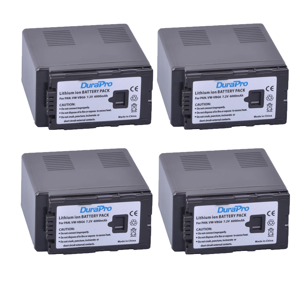 4 x DuraPro VW VBG6 VWVBG6 видеокамера Камера Батарея для цифрового фотоаппарата Panasonic HDC DX1 AG