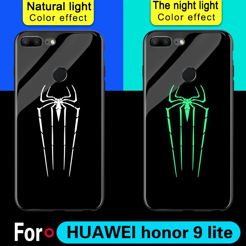Светящийся чехол Rion Man из закаленного стекла для huawei Honor 8 Pro 9 9i 10 lite, чехол из стекла на заднюю панель для Honor V8 V9 V10 - Цвет: Spider