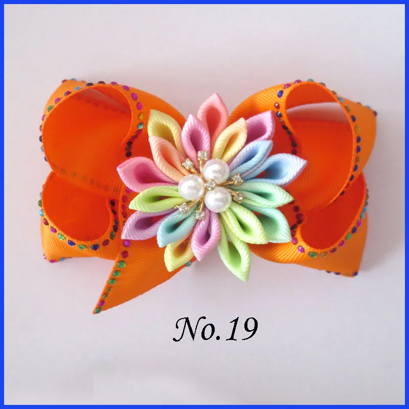 2 blessding Girl Rhinestone Rainbow 4," блеск ABC волос лук клип цветок
