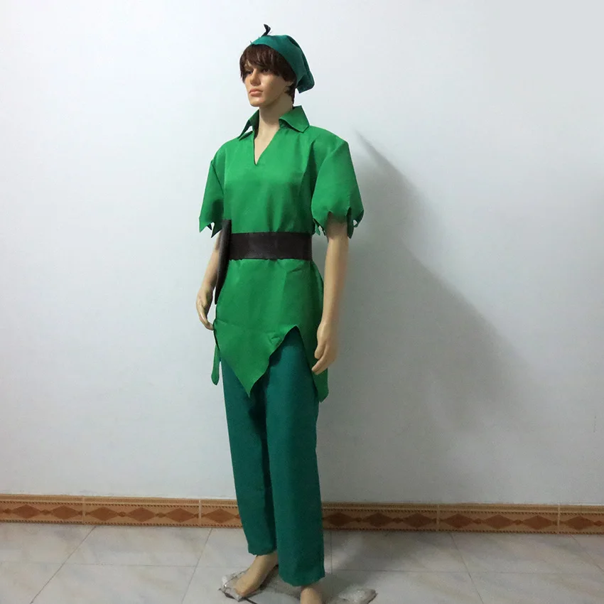 Костюм Питера Пэна зеленое нарядное платье Карнавальная вечеринка униформа на