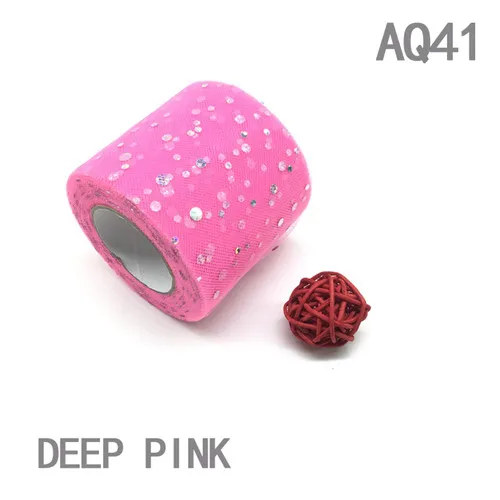 AQ41 DEEP PINK Блестящая блестящая Тюлевая рулон 25 ярдов ширина 6,5 см катушка пачка Свадебная отделка органзы лазерные поделки товары для дня рождения - Цвет: AQ41 DEEP PINK
