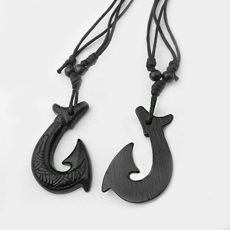 12 шт. этническое племя маори Черный рыболовный крючок подвеска из искусственного