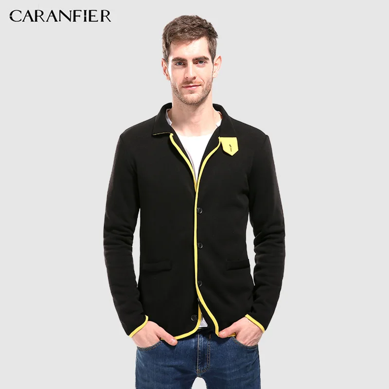 CARANFIER новые куртки мужские модные однотонные с v образным вырезом Качественная