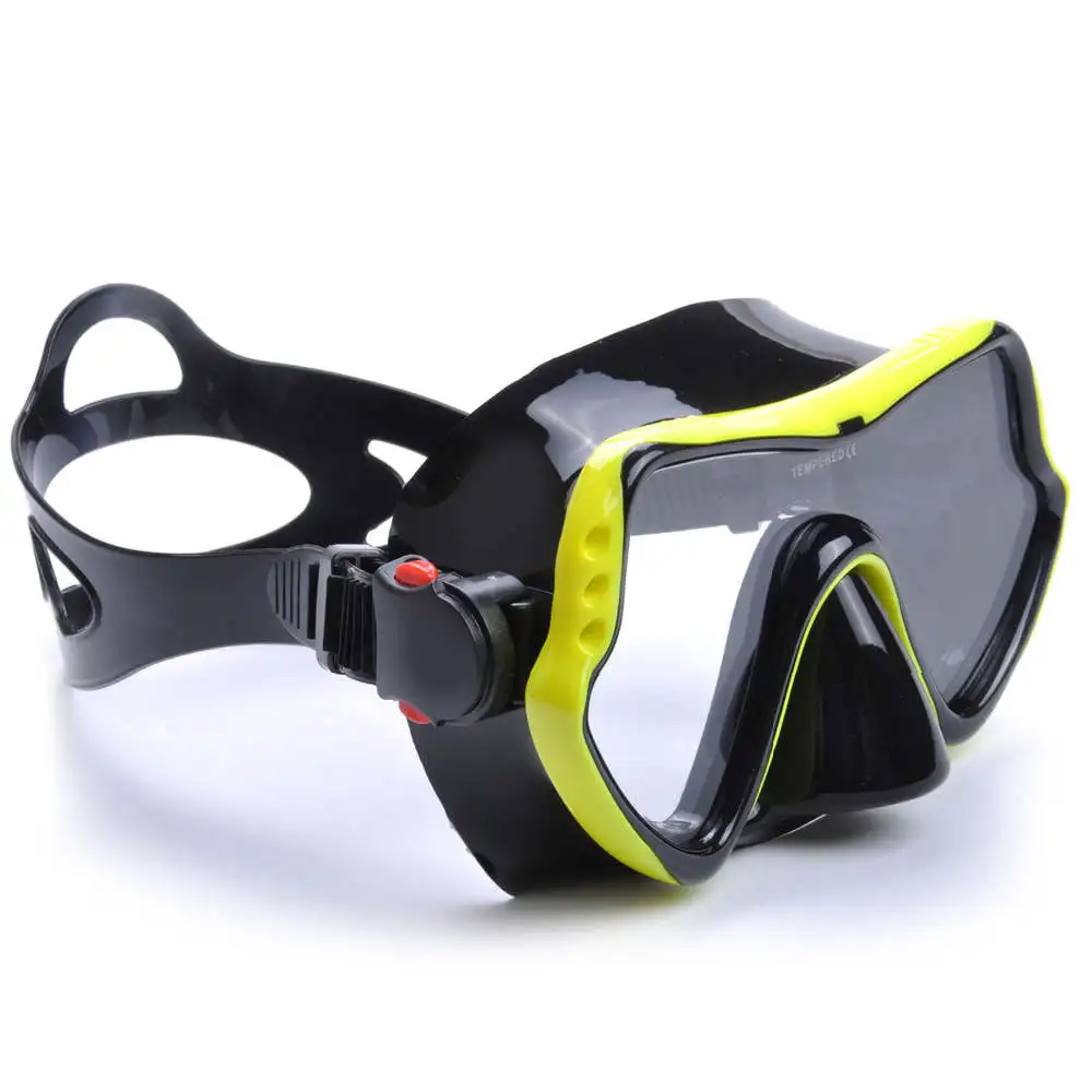 yellow goggles YFXcreate Профессиональный Анти-туман дайвинг очки маска/легкое дыхание трубка/2 размера плавники с регулируемой пяткой - Цвет: yellow goggles