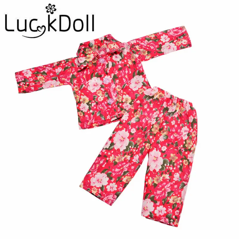 LUCKDOLL пижама с принтом подходит для 18 дюймов американский размер 43 см Детская