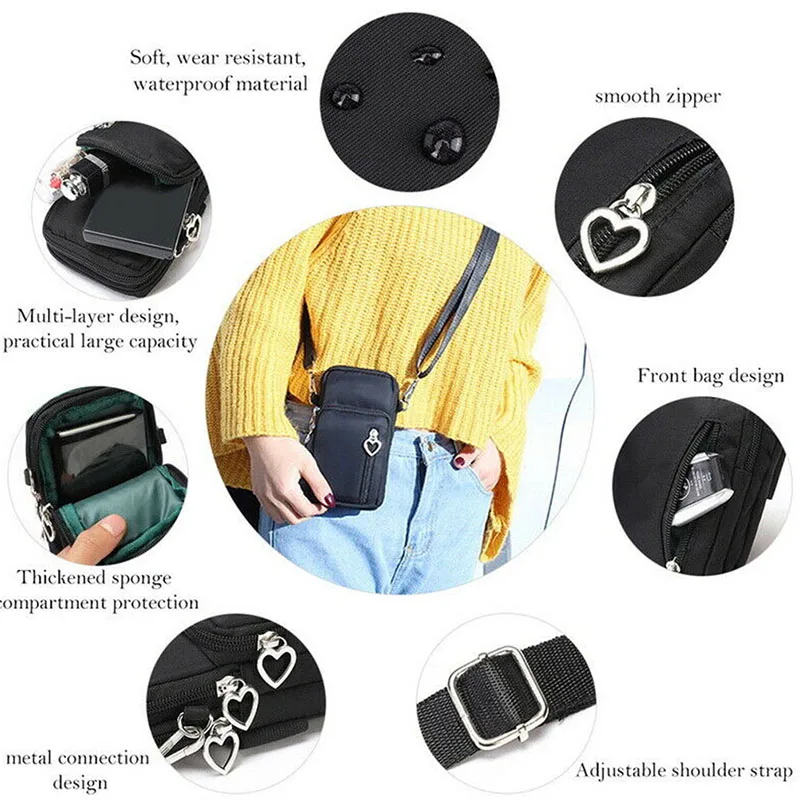 

Phone Shoulder Bag Mini Small Cross Body Mobile Stylish Women Pouch Case Belt Messenger Handbag Purse Phone Bag Wallet New