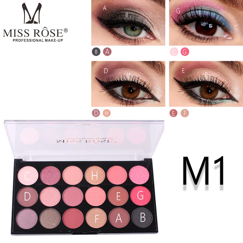 Miss Rose matte eyeshadow palette 18 colors earth nude makeup pigment waterproof long lasting shimmer smoky MS166 |