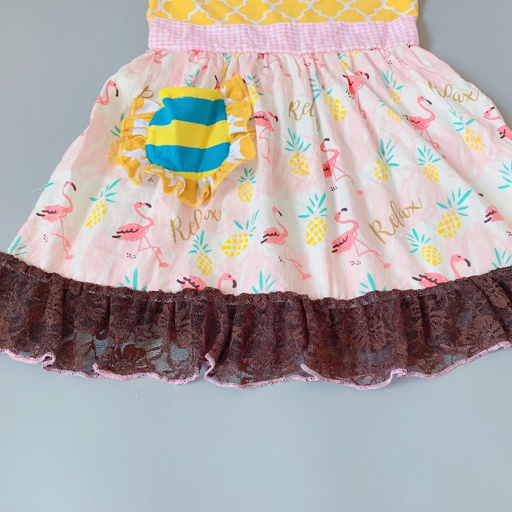 2019 Summer Yellow flamingo dress singlet present of Baby Girls Dress Apparel Accessory | Детская одежда и обувь