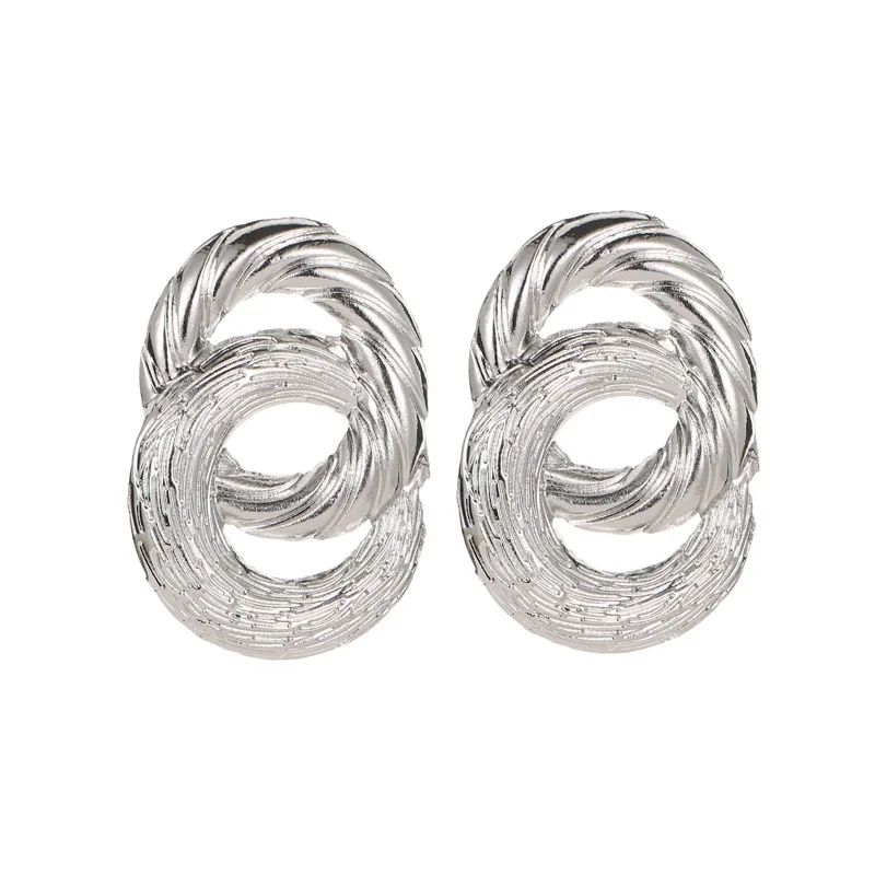 Silver Серьги в форме сердца для женщин, геометрические серьги, металлические винтажные массивные большие золотые модные богемные висячие серьги, ювелирные изделия - Окраска металла: Silver