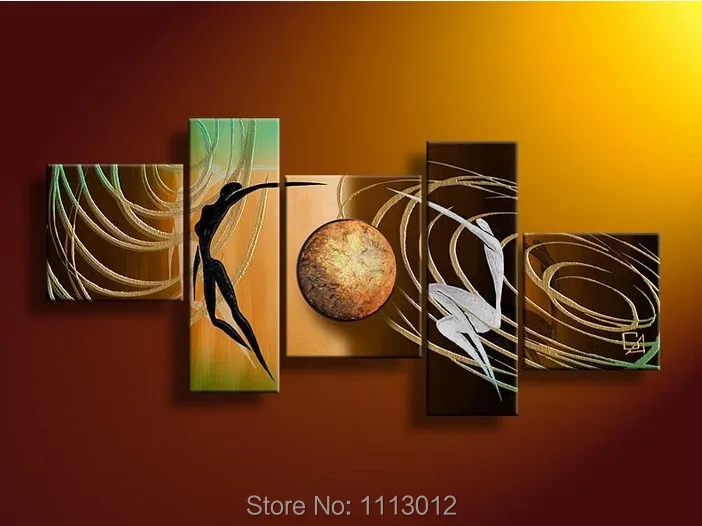 

High Quality 5 Pcs Set Moon Women Dancers Oil Painting On Canvas Abstract Home Decoration Modern Wall Picture For Living Room
