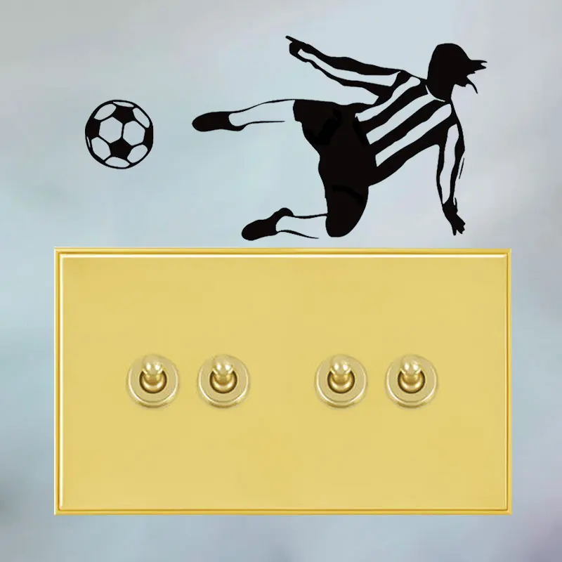YJZT Football Player Goalkeeper Kicking Soccer Switch Sticker Cartoon Vinyl Wall Stickers Home Decor 8SS2360 | Дом и сад