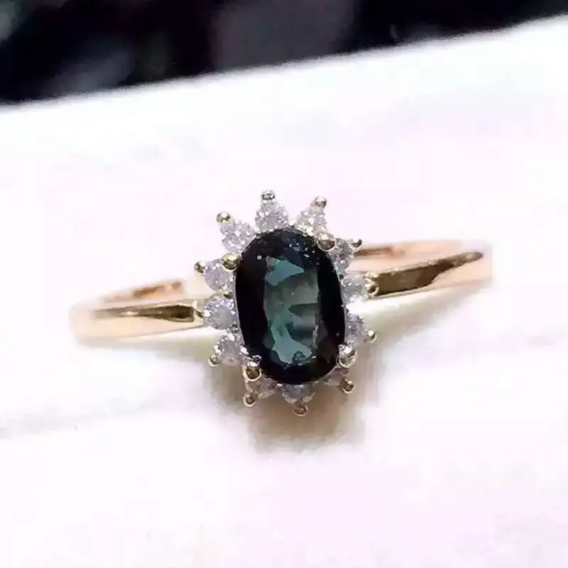 Женское кольцо из серебра 925 пробы с натуральным сапфиром 4 Х6 мм|fine jewelry|gemstone jewelry925