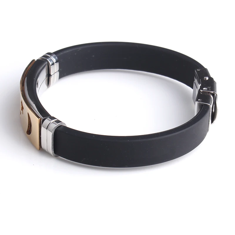 Золотой Цвет Звезда Луна силиконовые 316L браслеты из нержавеющей стали для