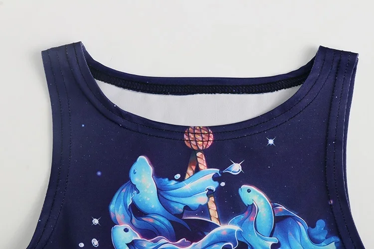 Женский укороченный топ Новинка лета 2018 тонкий облегающий жилет с принтом рыбьей