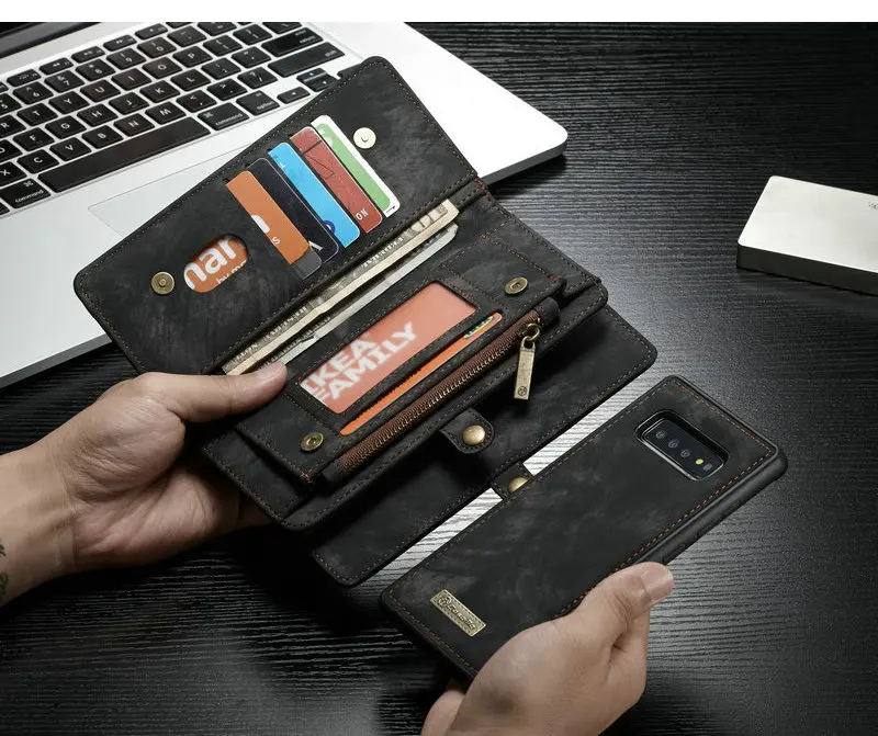 CaseMe кошелек на молнии для телефона samsung Galaxy Note 10 многофункциональные съемные чехлы для карт Galaxy S8 S9+ Note 8 9 S10 e