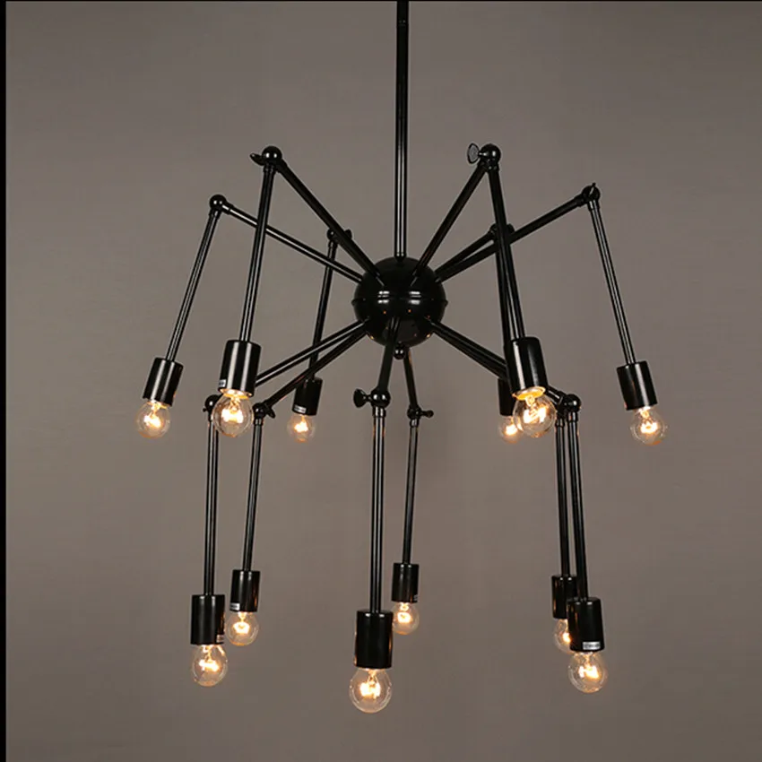 Винтаж люстра светодиодный светильник Железный раза трубы паук Крытый с лампой