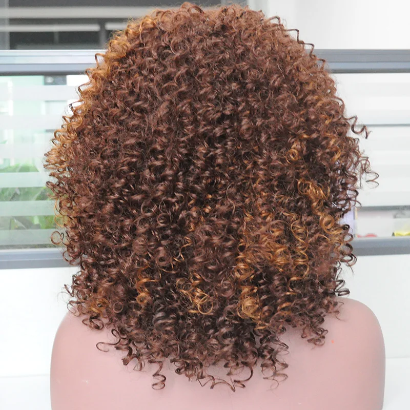 MSIWIGS Ombre короткий парик из черных кудрявых волос для женщин коричневый синтетический афро парик с челки термостойкие красные волосы