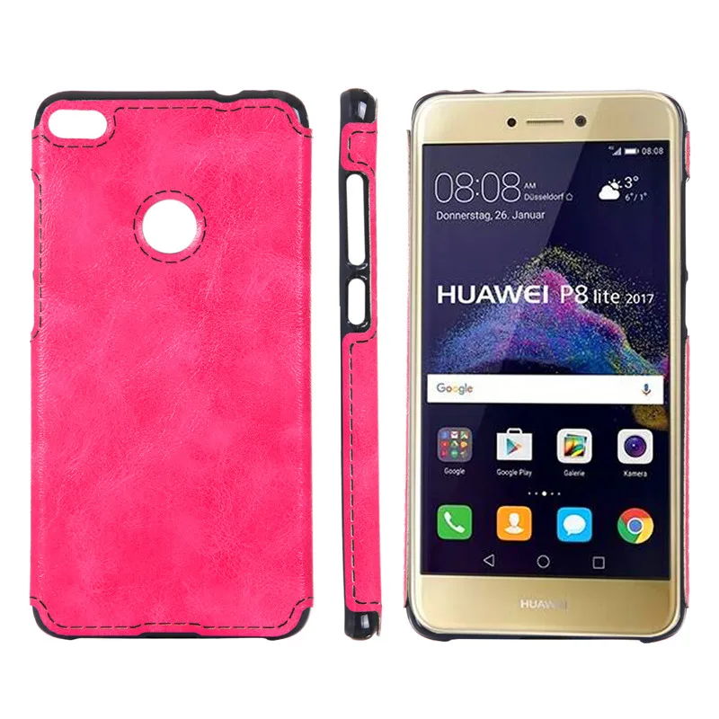 Huawei P8 Lite 2017 Case Colored Crazy Horse TPU+PC Leather Surface Soft Back Cover for Honor 8 |