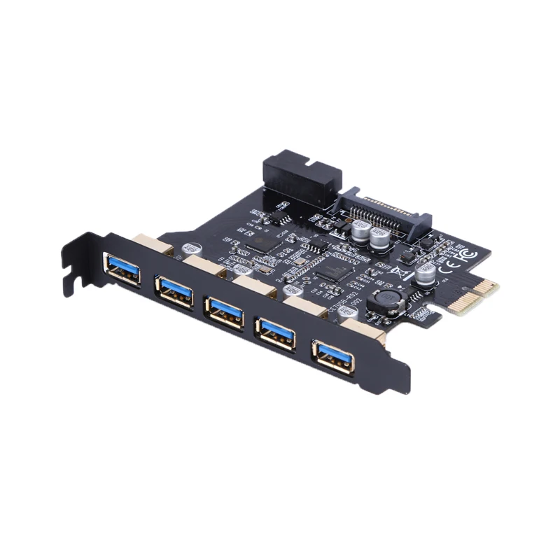 Плата расширения PCI Express с 5 портами PCI-E на USB 3 0 19-Pin SATA 15-контактный разъем