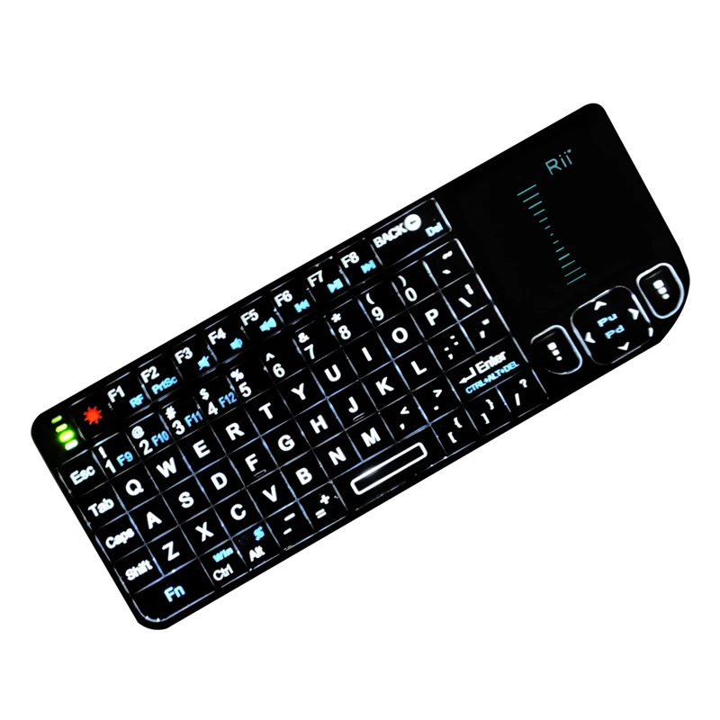 Rii mini k01 2.4G Беспроводная клавиатура с подсвечивающимся тачпадом и лазерной