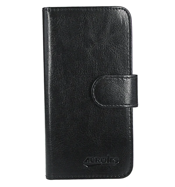 Кожаный чехол для Wiko Ridge Wallet сумка открывающийся, кожаная, преобразующийся в подставку держатель для карт Coque/чехол для Wiko Ridge 4G - Цвет: Черный