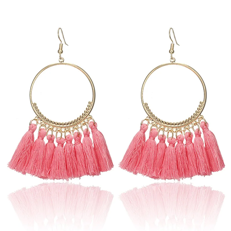 Богемные ручной работы массивные Серьги-кисточки для женщин винтажные круглые